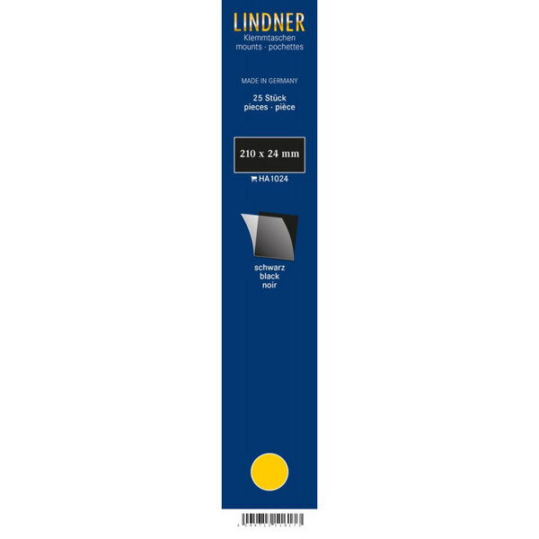 Bandes simple soudure 210 x 24 mm pour timbres-poste. Fond - Noir