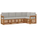 vidaXL Ensemble de canapés d'extérieur 5 pc Gris Naturel et Clair