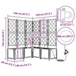 vidaXL Pots de jardin Gris 120 x 40 x 126 cm Acier
