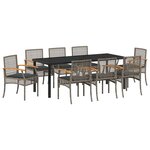 vidaXL Ensemble de salle à manger pour jardin 9 pc Gris et Noir Rotin