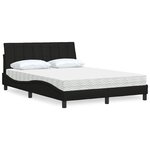 vidaXL Lit avec matelas noir 140x190 cm tissu