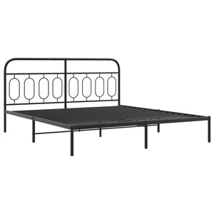vidaXL Cadre de lit métal avec tête de lit noir 160x200 cm