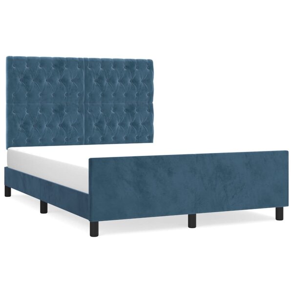 vidaXL Cadre de lit avec tête de lit Bleu foncé 140x200 cm Velours