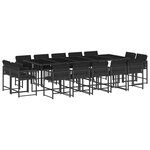 vidaXL Ensemble à manger de jardin 15 Pièces coussins noir résine tressée