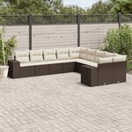 vidaXL Salon de jardin 10 Pièces avec coussins marron résine tressée