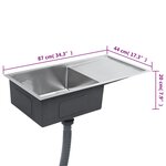 vidaXL Évier de cuisine fait à la main Acier inoxydable
