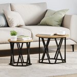 Tables d'appoint empilables vidaXL 2 Pièces en bois d'ingénierie chêne artisanal