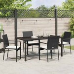 vidaXL Ensemble de salle à manger pour jardin 5 Pièces Noir Poly rotin