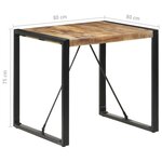 vidaXL Table à manger 80x80x75 cm Bois de manguier brut