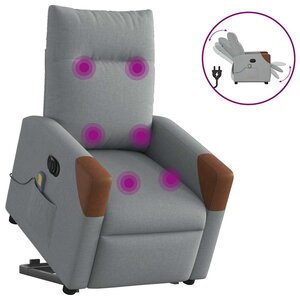 vidaXL Fauteuil inclinable de massage électrique Gris clair Tissu