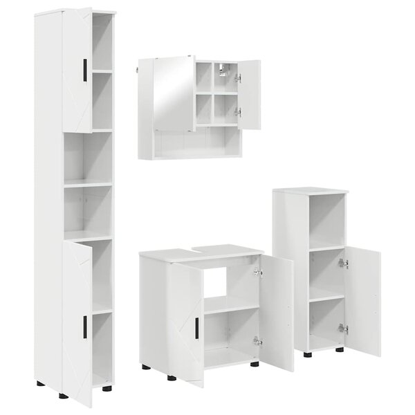 vidaXL Ensemble de mobilier de salle de bain 4 Pièces Blanc brillant