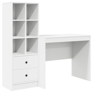 vidaXL Bureau avec tiroir avec étagère avec stockage 2 Pièces Blanc