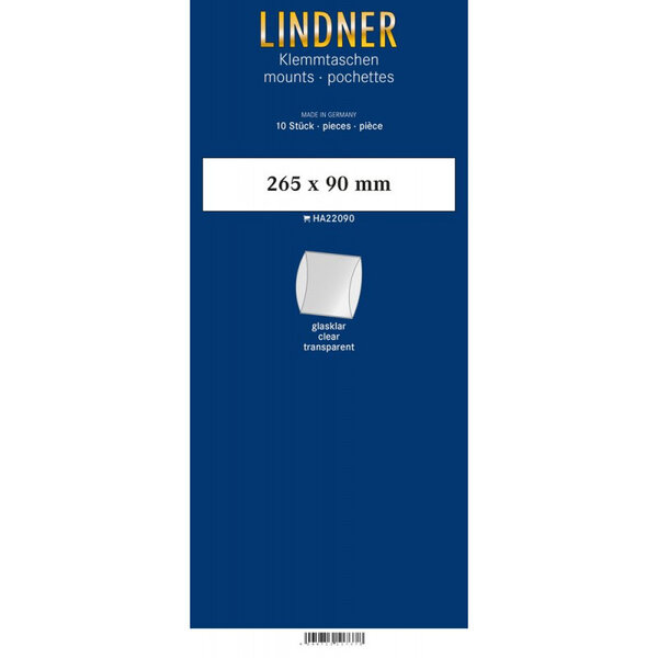 Bandes double soudure 265 x 90 mm pour blocs  carnets de timbres. Fond - Transparent