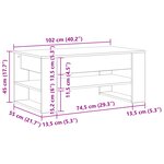 Table basse vidaXL chêne artisanal 102x55x45 cm en bois stratifié