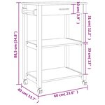 vidaXL Chariot de cuisine MONZA 60x40x88 5 cm bois massif de pin