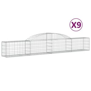 vidaXL Paniers à gabions arqués 9 Pièces 300x30x40/60 cm fer galvanisé