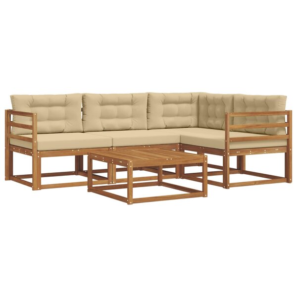 vidaXL Ensemble de canapés d'extérieur 5 Pièces Naturel et Beige
