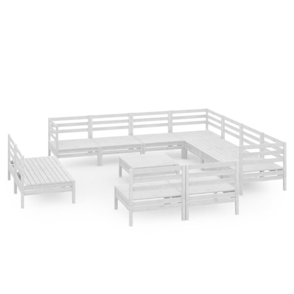 Salon de jardin meuble d'extérieur ensemble de mobilier 12 pièces bois de pin massif blanc 02_0015700