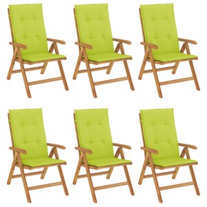 vidaXL Chaises de jardin inclinables et coussins lot de 6 bois teck