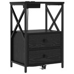 vidaXL Table de nuit avec station de chargement 2 Pièces Chêne noir