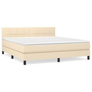 vidaXL Sommier à lattes de lit avec matelas Crème 160x200 cm Tissu