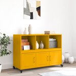 vidaXL Buffet jaune moutarde 100 5x39x72 cm acier