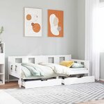 vidaXL Lit de jour et tiroirs sans matelas blanc 90x200 cm bois massif