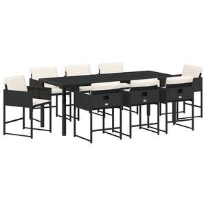 vidaXL Ensemble de salle à manger pour jardin 9 Pièces Noir polyrotin