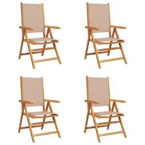 vidaXL Chaises inclinables de jardin lot de 4 taupe tissu bois massif