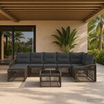 vidaXL Ensemble de canapé de jardin 8 pc Gris polyrotin