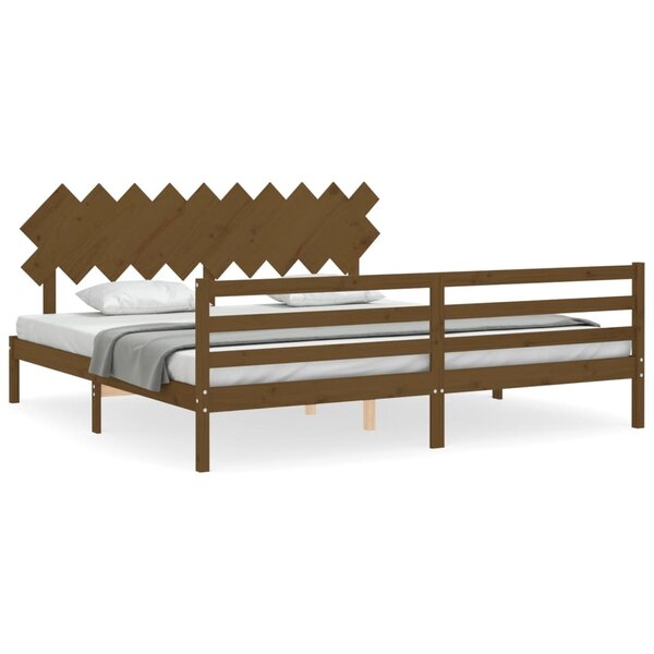 vidaXL Cadre de lit sans matelas marron miel 200x200 cm bois massif