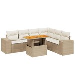 vidaXL Salon de jardin avec coussins 7 Pièces beige résine tressée