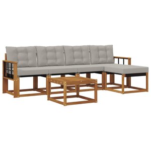 vidaXL Ensemble de canapés d'extérieur 6 pc Naturel et gris clair
