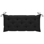 vidaXL Banc de jardin avec coussin noir 120 cm Bois de teck massif