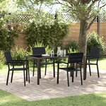 vidaXL Ensemble de Salle à Manger de Jardin 5 Pièces Noir HDPE
