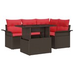 vidaXL Ensemble de canapé de jardin 5 Pièces Marron polyrotin