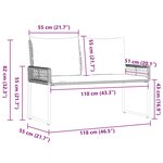 vidaXL Banc extérieur Noir et blanc crème 118 x 55 x 82 cm