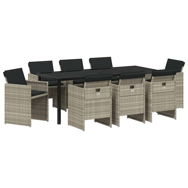 vidaXL Ensemble de salle à manger pour jardin 9 Pièces Gris clair
