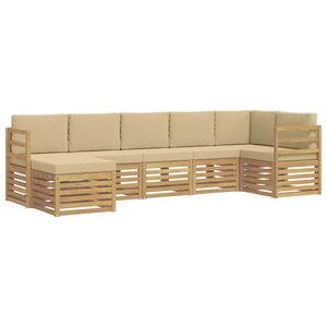 vidaXL Ensemble de canapés d'extérieur 7 Pièces Blanc et Beige