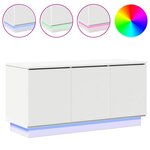 vidaXL Meuble TV avec LED Blanc 100 x 38 x 49 cm Bois d'ingénierie