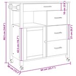 vidaXL Chariot de cuisine Uni Noir 84 x 40 x 88 5 cm