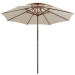 vidaXL Parasol de terrasse 270 x 270 cm Poteau en bois Blanc crème