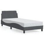 vidaXL Cadre de lit avec tête de lit Gris foncé 90x190 cm Velours
