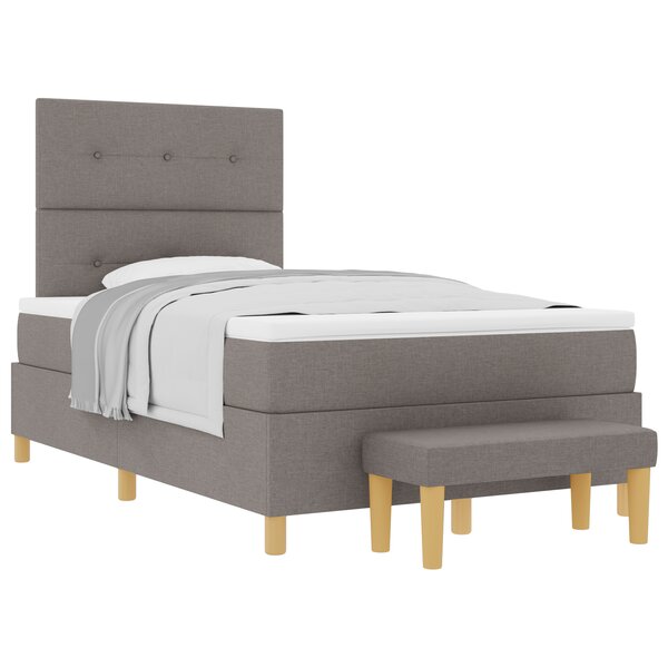 vidaXL lit box spring avec matelas et banc taupe 120x190 cm tissu