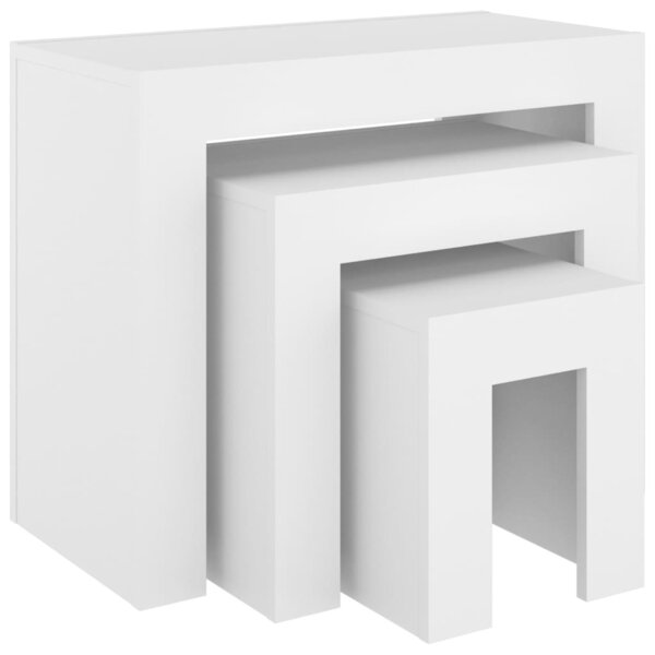 vidaXL Tables basses gigognes 3 Pièces Blanc Bois d’ingénierie