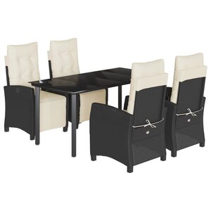 vidaXL Ensemble à manger de jardin coussins 5Pièces Noir Résine tressée
