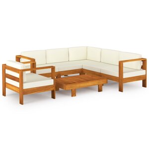 vidaXL Salon de jardin 7 pièces avec coussins 100 x 60 cm Bois d'acacia
