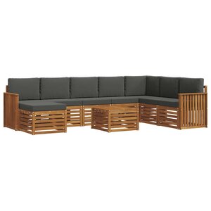 vidaXL Ensemble de canapés d'extérieur 9 Pièces Naturel et Anthracite