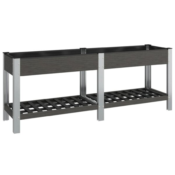 vidaXL Lit surélevé de jardin avec étagère Gris 200x50x75 cm WPC