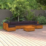 vidaXL Salon de jardin 8 Pièces avec coussins Bois d'acacia solide